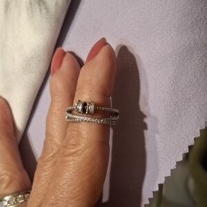 Sterling Silver toe ring With Cz's  Adjustable Open End